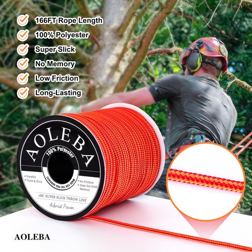AOLEBA Arborist Throw Line Kit, Slick Arborist Rope Throw Weight Set with Reflective Storage Bag, 100% Polyester Rope, Arborist Equipment for High Limb, Throwing, Climbing, Tree Cutting