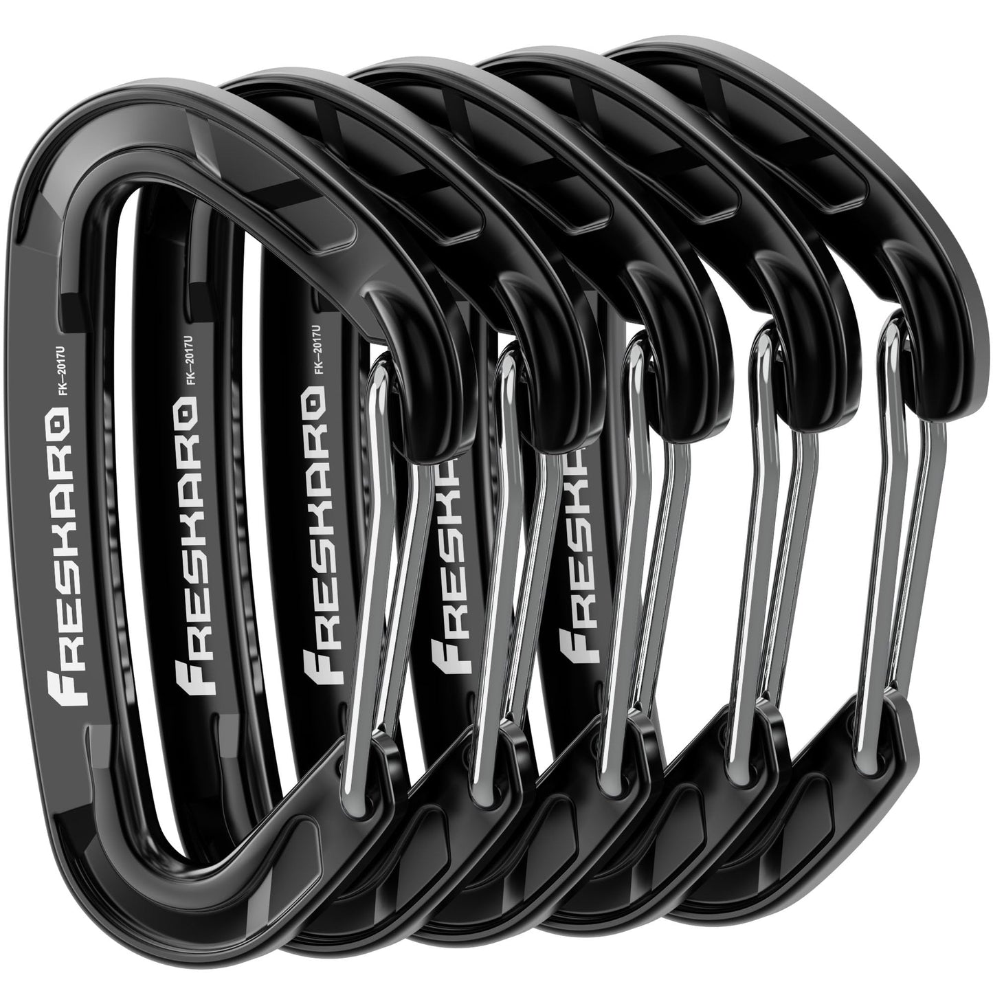 FresKaro 5pcs Nano Carabiner Clips, 8kN 1798lbs, Small Sturdy, Reliable Time-Tested Strong Spring Wiregate, Mini Size 2.37inch, Choice of 5colors
