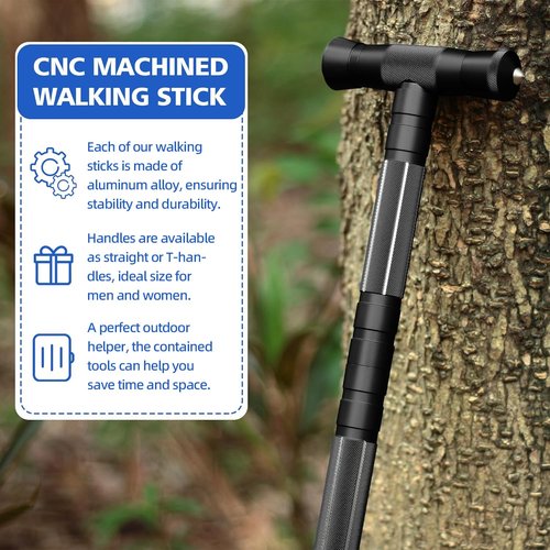 aiGear Tactical Stick Hiking Walking Staff - Trekking Poles Outdoor Tactical Staff Adjustable Hiking Stick for Survival Camping Hiking