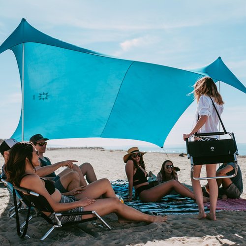 Neso Gigante - Portable Beach Tent - Ideal to Enjoy with Family and Friends - UPF 50+, Water-Resistant, and Lightweight - Teal, 11' x 11'