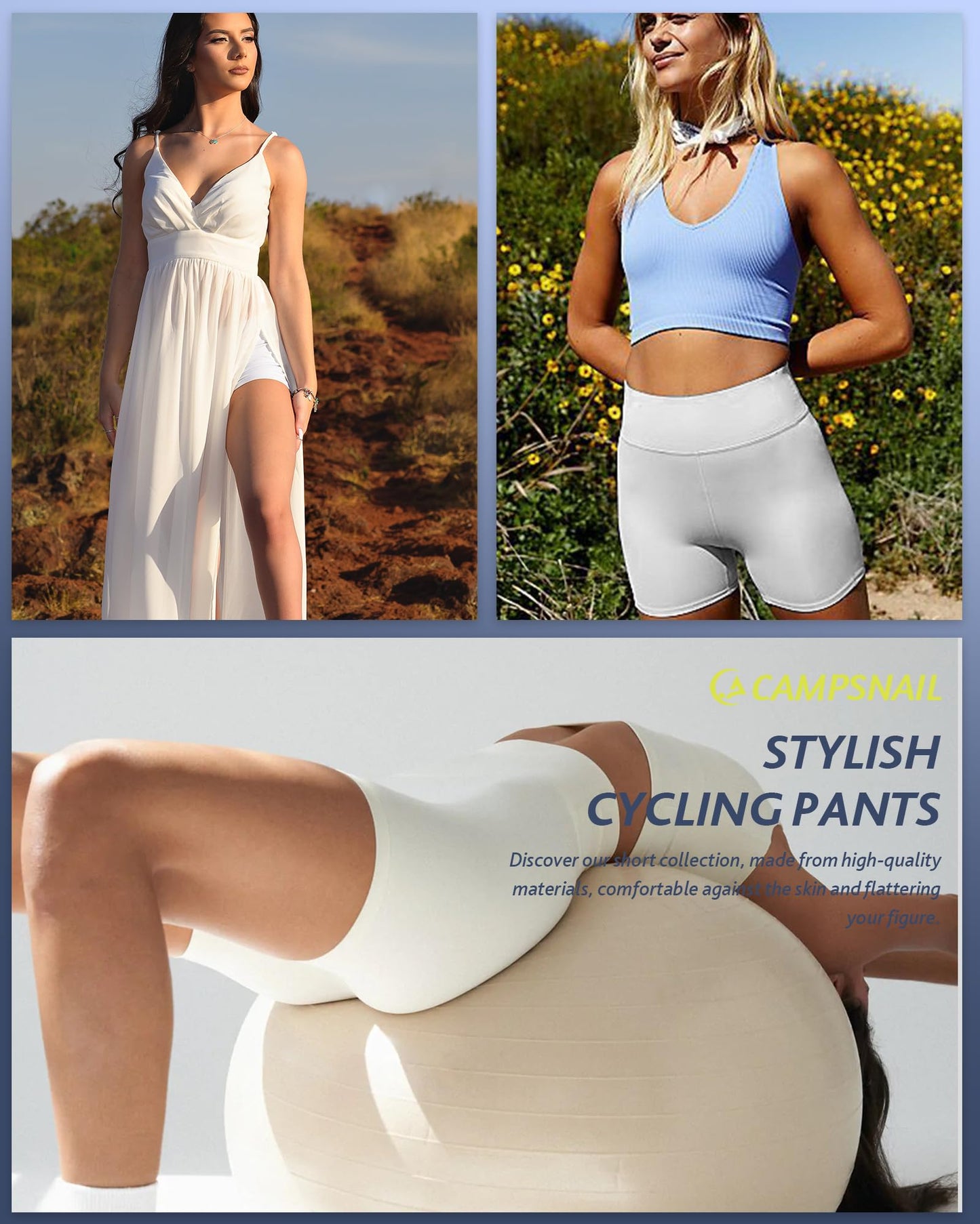 CAMPSNAIL White Workout Biker Shorts Women - 3"/5"/8" High Waisted Tummy Control Spandex Booty Volleyball Shorts for Yoga Dance X-Small 3IN