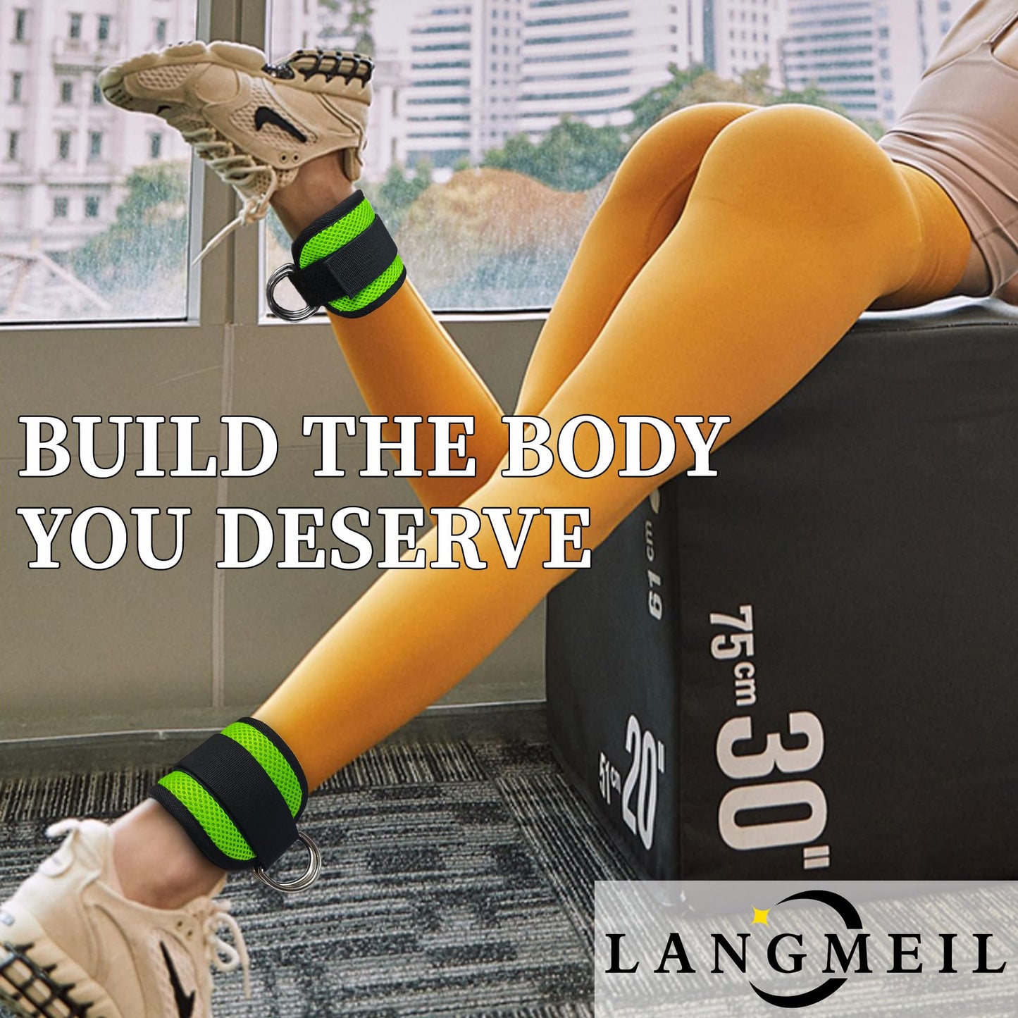 Langmeil 2Pack Comfortable Ankle Strap for Cable Machine, Fitness Work Out Cuff Attachment for Home & Gym, Booty Workouts Kickbacks, Leg Extensions, Hip Abductors Men Women(Green)