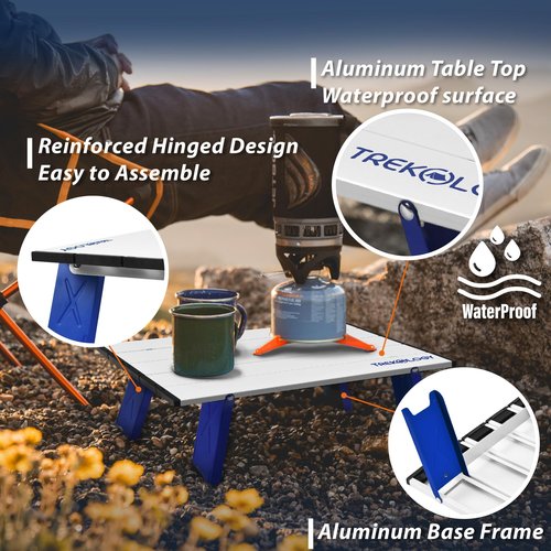 TREKOLOGY Portable Beach Table, Mini Folding Beach Table for Sand, Compact Foldable Design, Quick Setup, Weather-Resistant, Lightweight, Ideal for Beach, Hiking, Picnics, and Camping