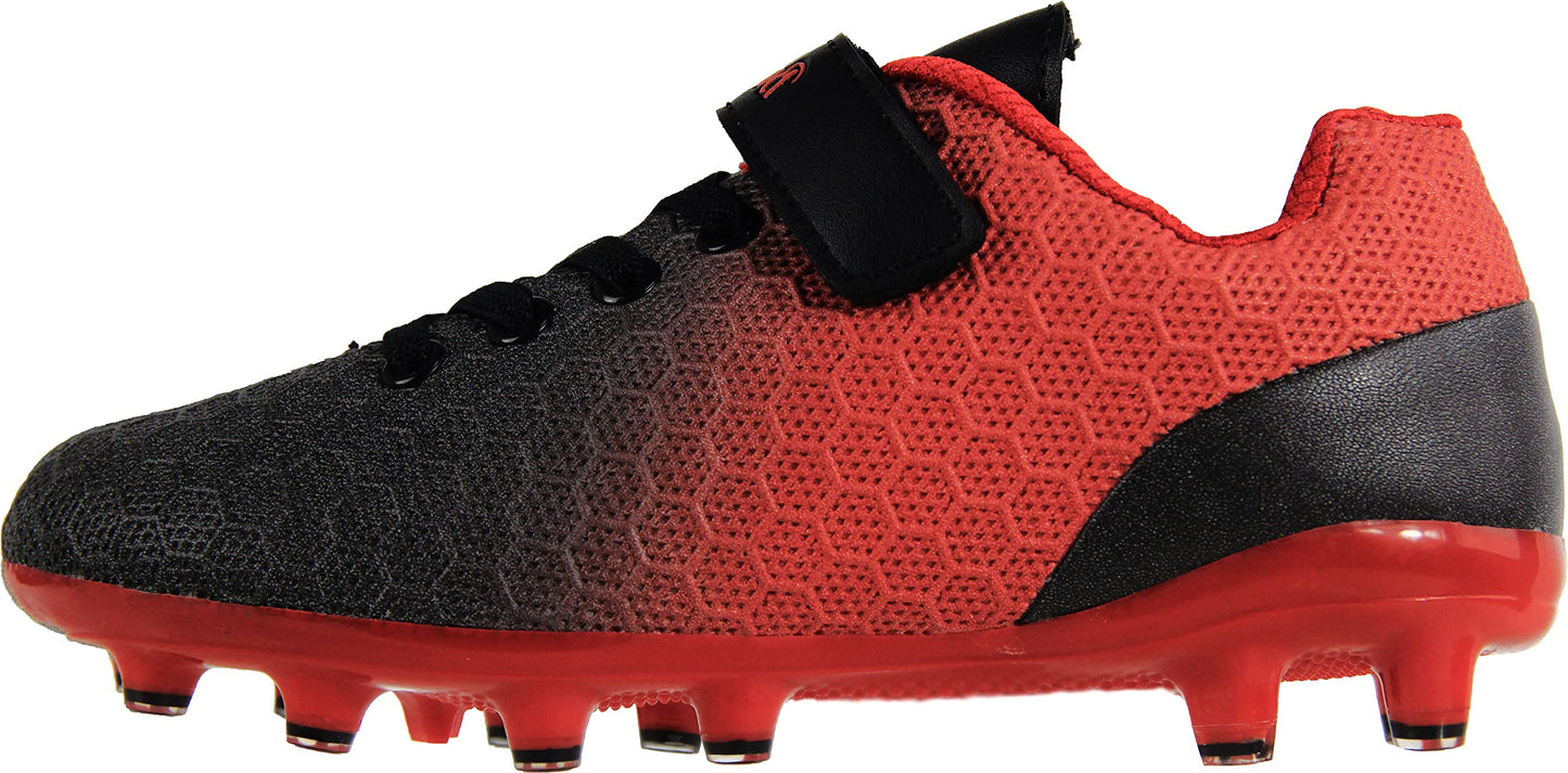 BomKinta Kid's FG Soccer Cleats Athletic Outdoor Soccer Shoes Black Red Size 13 M US Little Kid