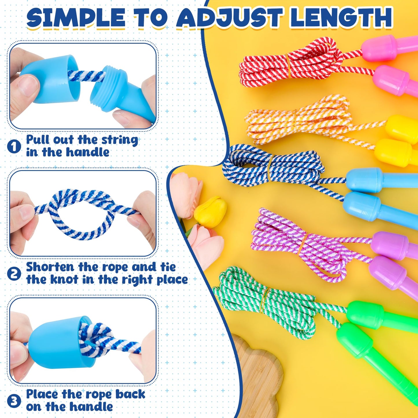 20 Pack Kids Jump Rope, Adjustable Nylon Skipping Ropes for Kids Fun Play