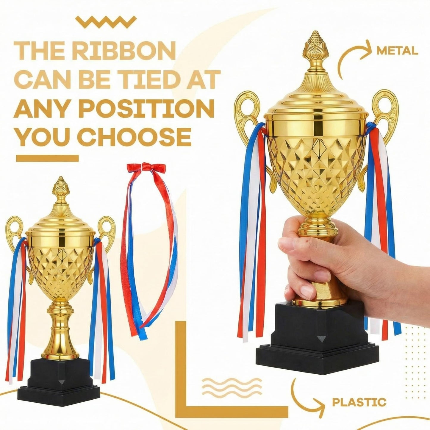 Liliaafar Large Trophy Cup Bulk Gold Trophy Award for Sports Cup Championships Basketball Competitions Tournaments Ceremony Celebration Party Gift(3 Pcs,16 x 7.9 Inch)