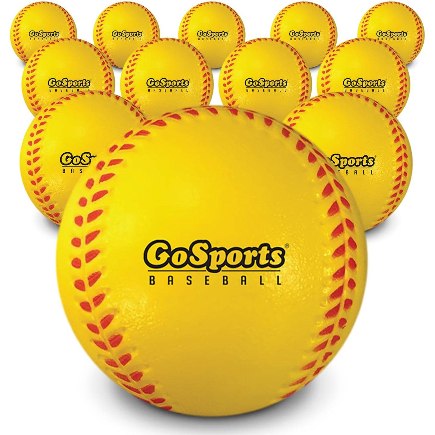 GoSports Foam Training Baseball 12 Pack - Regulation Size Foam Baseballs for Soft & Safe Throwing, Catching and Batting Practice