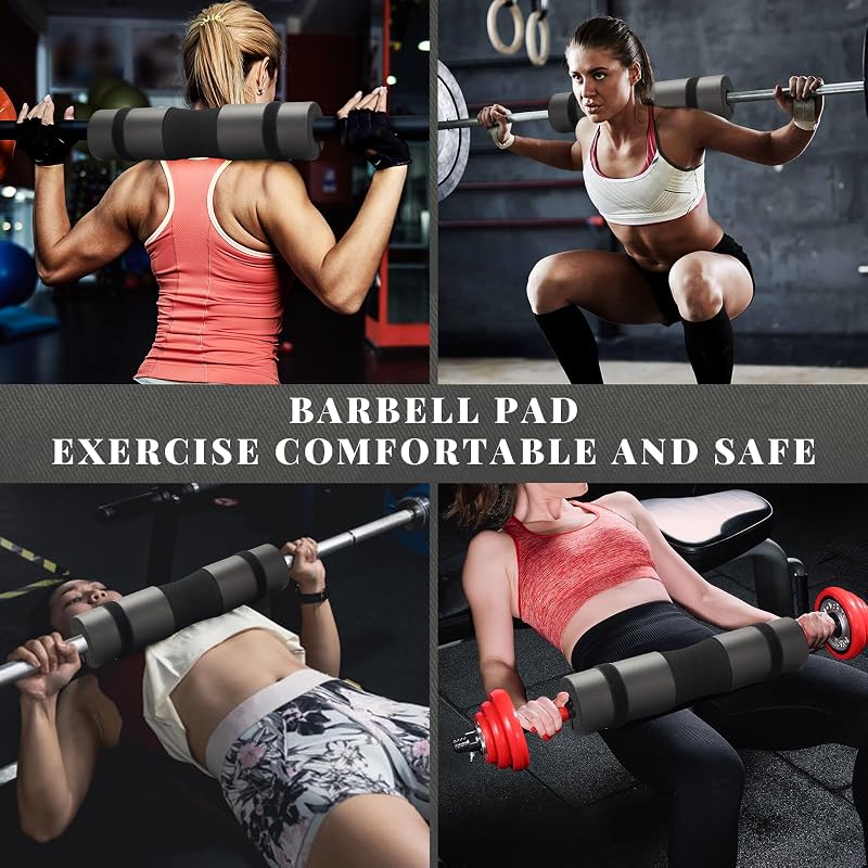 Barbell Pad Set with Gloves for Hip Thrust, Squat, Lunges - Black, Medium Glove