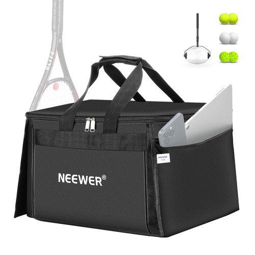 NEEWER TB01B Tennis Ball & Pickleball Hopper Basket for 110 Balls, Heavy Duty Polyester Carry Bag for NEEWER TB01S Ball Picker, Portable Baseball Golf Caddy with Side Pockets, ONLY the Bag Included