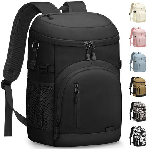 Pritent Cooler Backpack Insulated Waterproof,30 Cans Backpack Coolers Leakproof Lunch Backpack for Men Women Portable Soft Cooler Bag for Beach Camping Travel Picnic, Black