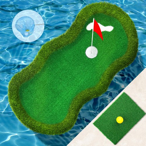 Mosoyolo Floating Golf Green for Pool Large Size 47" x 24" Floating Putting Green for Pool Designed for Golfers to Compete and Improve Their Skills in The Pool or Outdoors