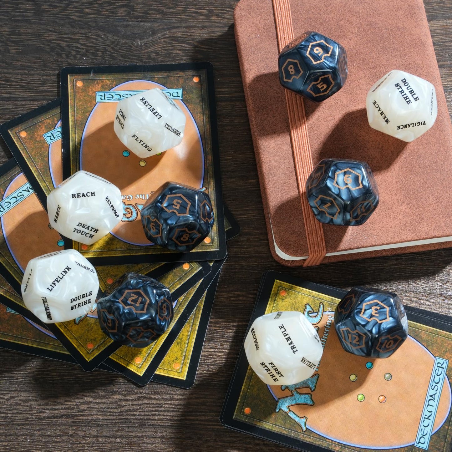 12 Pieces MTG Counter 12 Sided Abilities Keywords Dice Loyalty MTG Life Counter Tokens Dice Buff Tokens Compatible with Magic Card Game Accessories CCG Creature Stats (White)