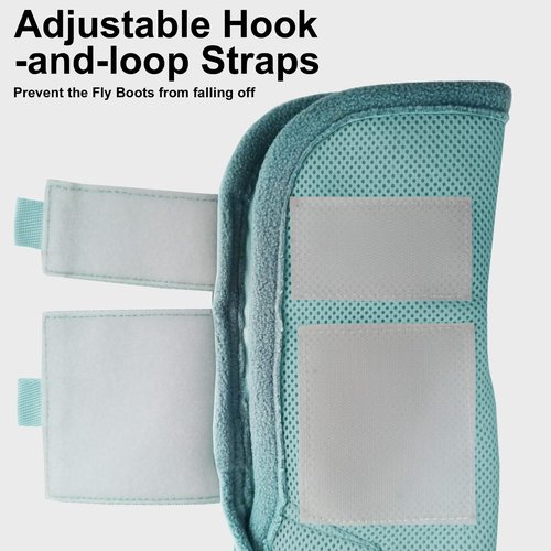 TARFEPA Adjustable Horse Fly Boots Set of 4, Equine Leg Protection Reduce Stomping, Breathable Mesh Fly Boots for Horses, Horse Leggings Leg Guards - Aqua Blue - Full