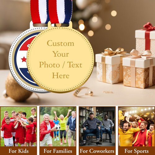 Custom Medals for Awards-Personalized Your Own Award Medals Bulk, 1st Place Gold Sliver Medal for Family Outdoor Events School Sports Celebration Souvenir,Competition Trophy Medal for Kids Adults
