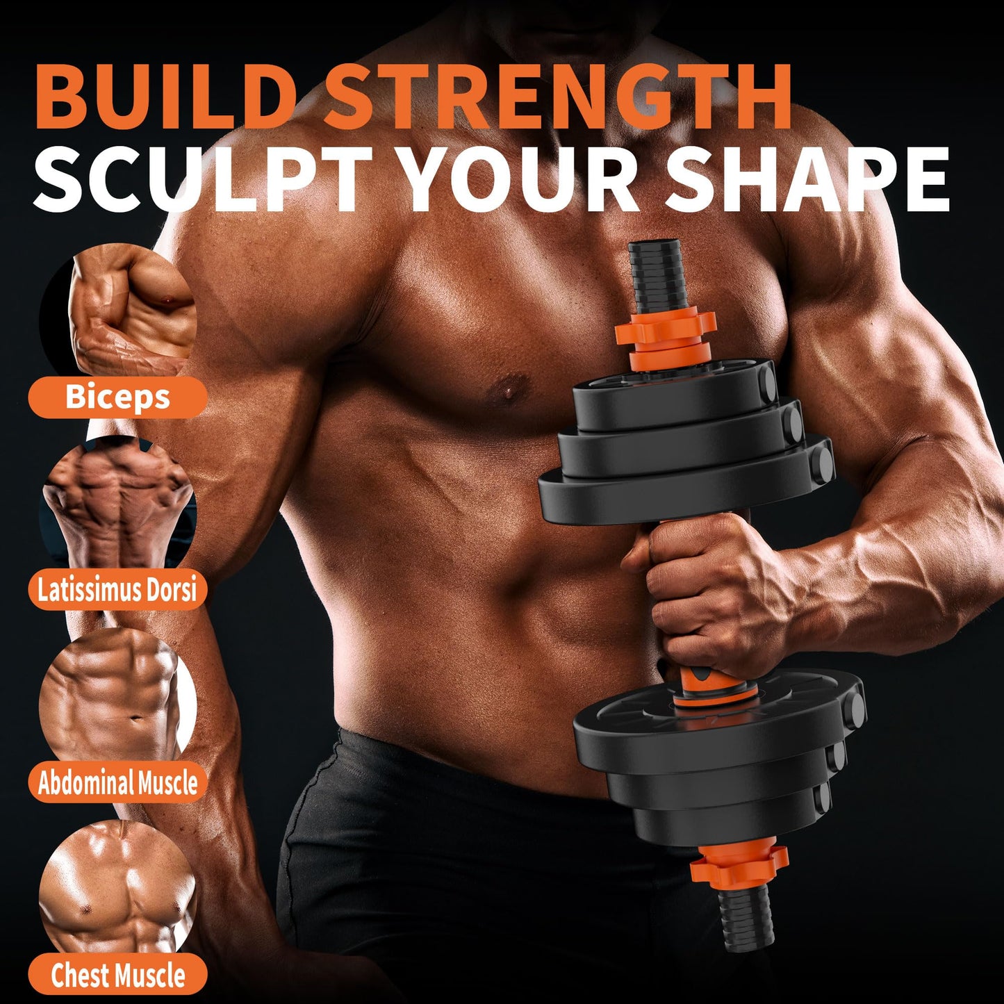 VTORY Adjustable Weights Dumbbell Set, 20/70/90lbs Free Weights Set with Connector, 4 in1 Dumbbells Set Used as Barbell, Kettlebells, Push up Stand, Weight Set for Home Gym Suitable Men/Women, 70lb
