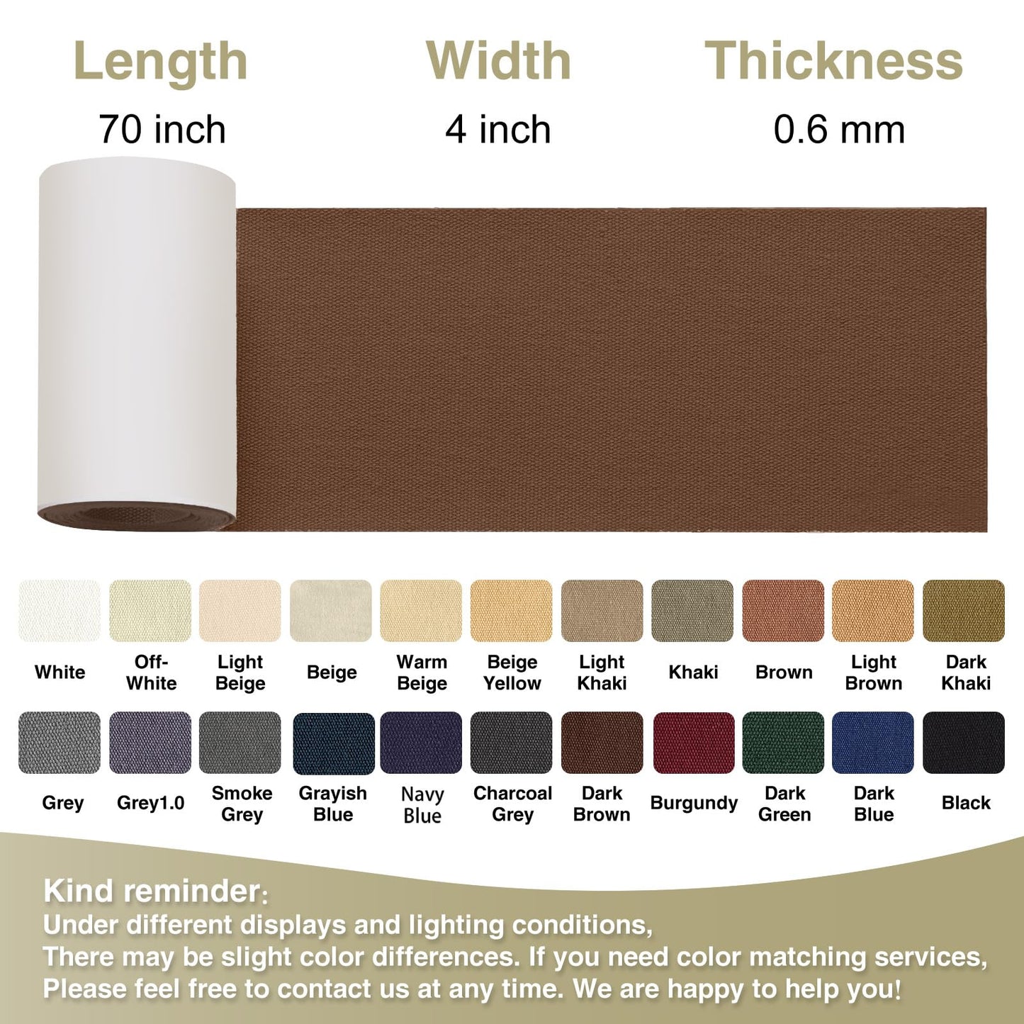 Gheeidau Canvas Repair Tape 4×70 Inch Waterproof Self-Adhesive Fabric Repair Patch for Repairing Boat Covers,Tents,Patio Umbrellas,Car Seats,Luggage,Sofas.(Dark Brown)