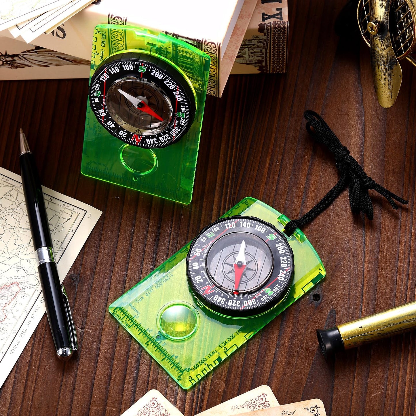 Geiserailie 50 Pcs Acrylic Orienteering Compass Hiking Backpacking Map Reading Compass for Navigation and Survival Outdoor Exploring