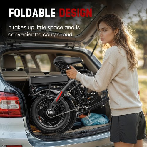 Spacewalk Folding Electric Bike for Adults,Lightweight & Compact Ebike - 500W Motor,13.7 MPH,14inch Tires. Pure Electric 17.4miles,Pedal - Assist Range 29.8miles, Ideal for Urban Riding