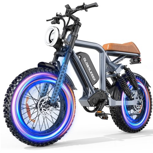 GLOBALKEEP Electric Bike for Adults, 750W/1500W Peak Motor, 60-Mile Range(PAS), 20"x4.0" Fat Tire Ebike, 4-Point Rear Suspension, 720Wh Battery, UL2849 Certified, All-Terrain Moped E-Bike