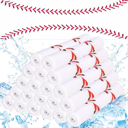 LYDTICK 20 Pack Baseball Cooling Towels, 40"x12" Breathable Golf Ice Towel Microfiber Workout Rags for Gym Baseball Team Gifts(White)
