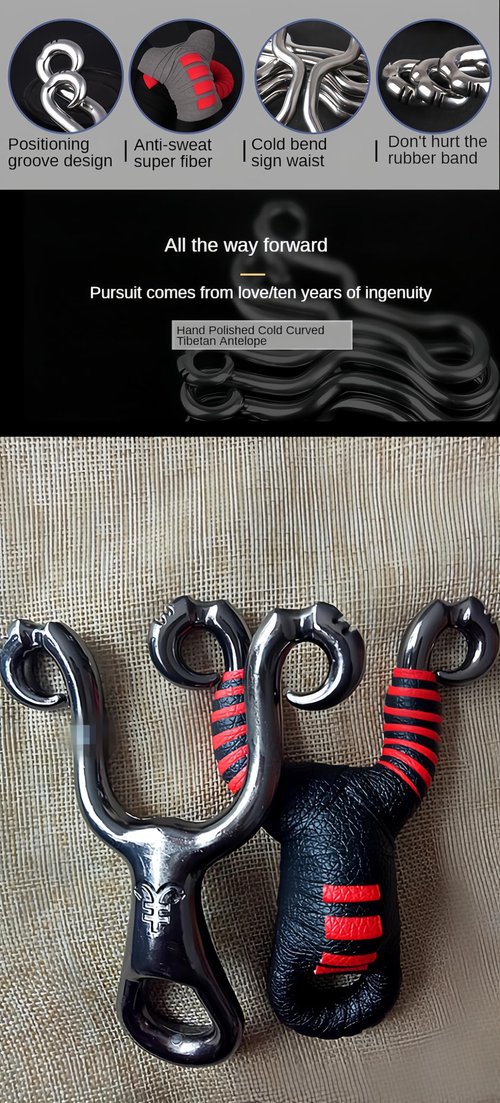 THOUGHTOSIS 1 PCS Slingshot for Adults, 2 Types of Anti-Frozen Bands for Dual Purpose, 4 in 1 Maganetic Bag