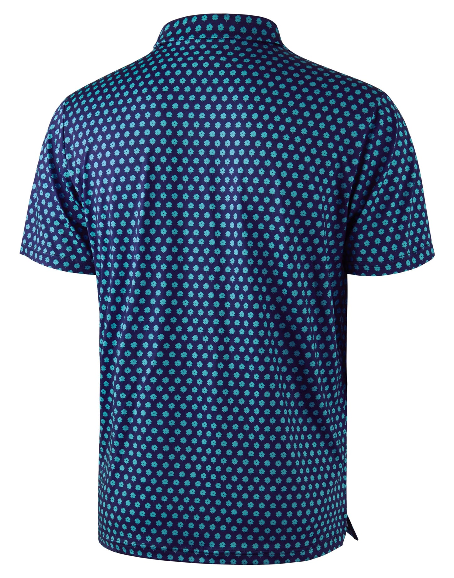 Obla Mens Golf Polo Shirts Short Sleeve Dry Fit Performance Moisture Wicking Casual Print Collared Golf Shirts for Men (Navy Blue Flower_M)