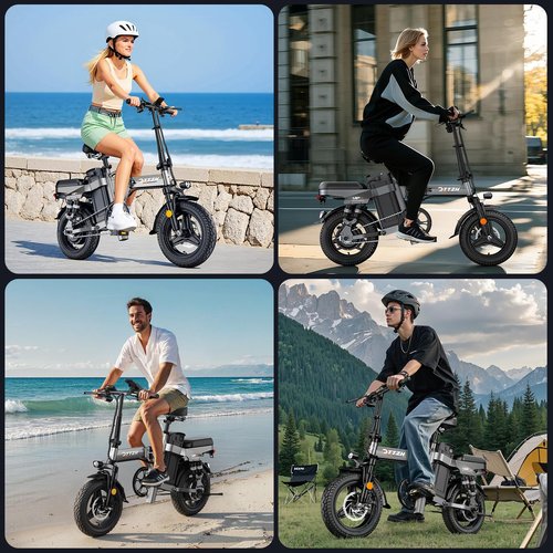 DTTZH Peak 1000W Folding Electric Bike for Adults, 28MPH Commuter 14" Foldable Ebike, 750W Motor Adults Electric Bicycle, 48V 15Ah Removable Battery UL 2849 Certified, 60 Miles PAS Range (Black)