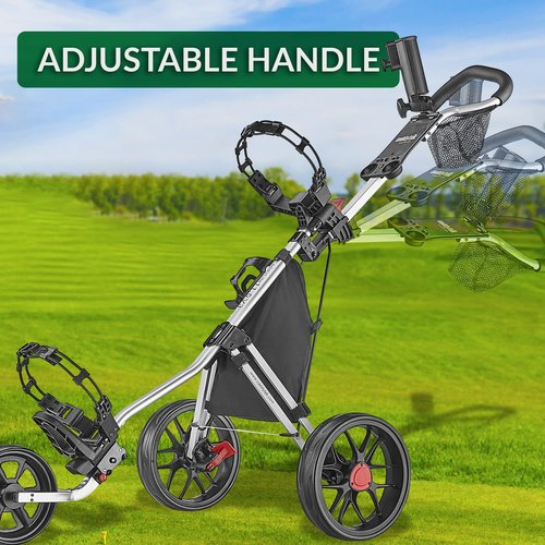 Caddytek CaddyLite 11.5 V3 3 Wheel Golf Push Cart - SuperLite Deluxe, Lightweight, Easy To Fold Caddy Cart Pushcart , Silver , 53.5 x 27 x 45"