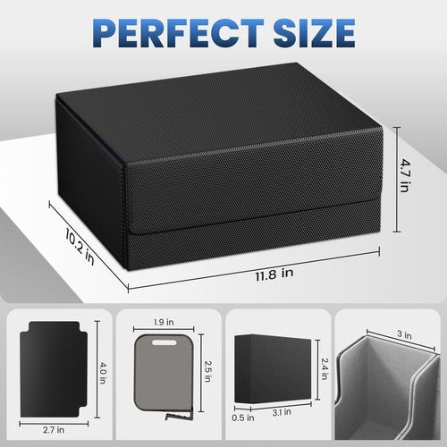 Co-opting Card Storage Box For Trading Cards 1800+,Card Deck Box With 10 Dividers,6 Foam Stoppers,4 Supporters,Commander Deck Case Fit For Toploaders,MTG,YuGiOh,TCG and Magic Cards