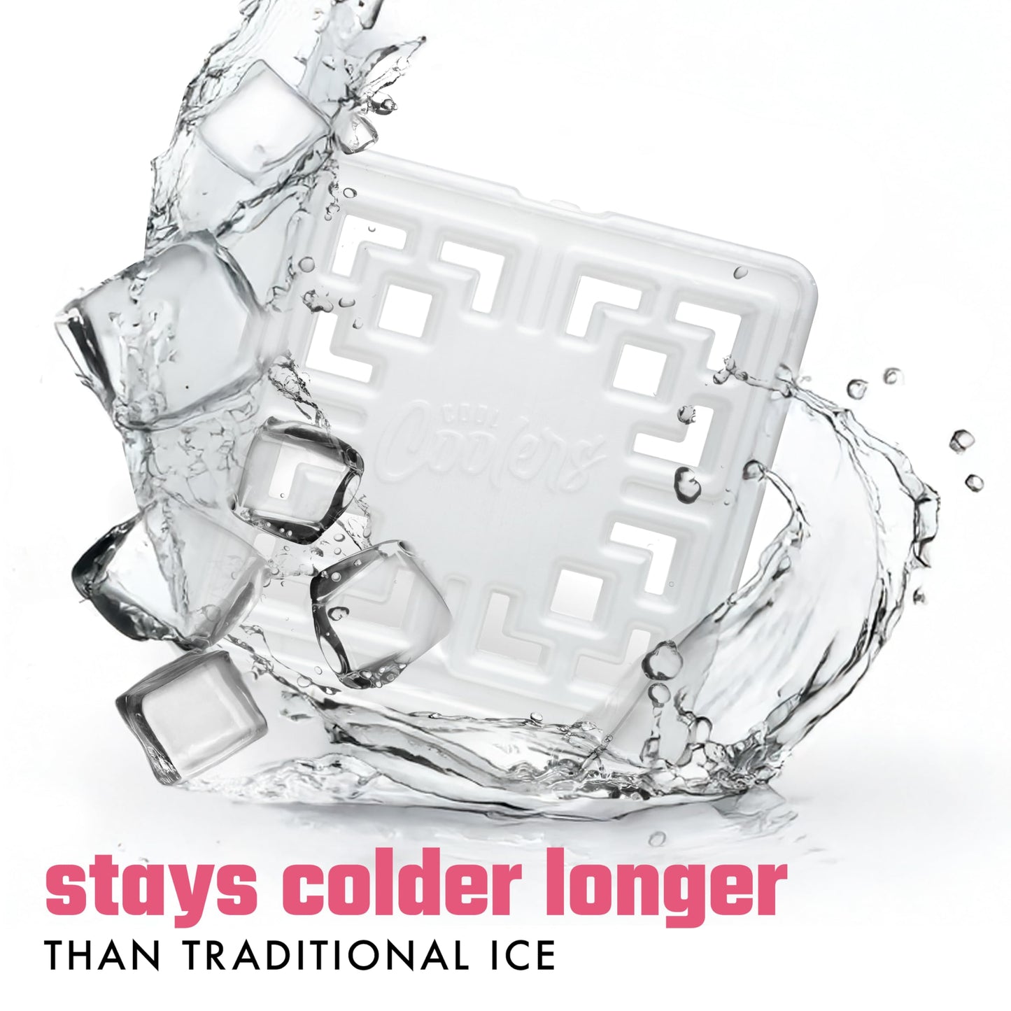 Cool Coolers Large Fashion Ice by Fit & Fresh, 6pk Ice Blocks for Lunchboxes, Quick Freeze, Space Saving, Stylish Reusable Freezer Packs for Coolers, Pearl White