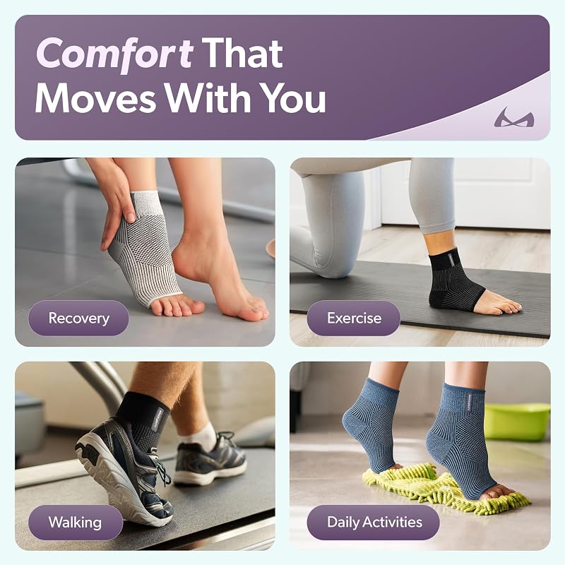 BraceAbility Ankle Compression Sleeve for Peroneal Tendonitis & Plantar Fasciitis – Gray, L/XL
