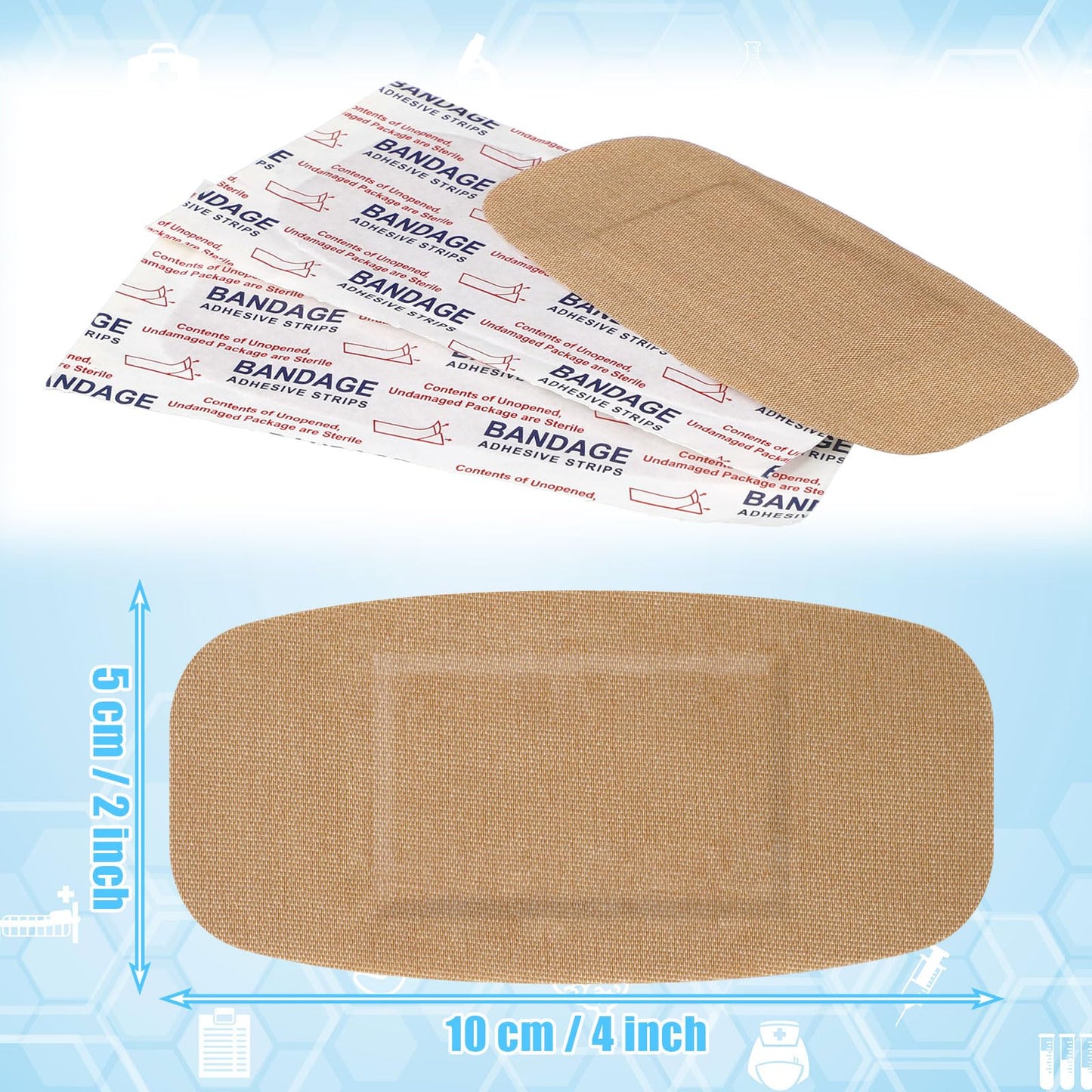 Sinmoe 600 Pcs Large Bandages Bulk Big Flexible Adhesive Wound Care Fabric Bandages for Care and Protect Wounds, 2 x 4 Inch