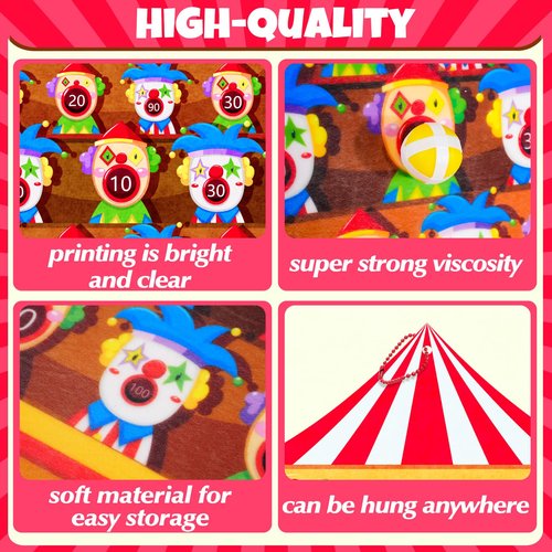TEASIK Carnival Birthday Party Decorations - Dart Board with 10 Sticky Balls,Felt Cloth Circus Theme Party Decorations, 19.1x13.4 Inches Fun Outdoor & Indoor Family Game for Birthday