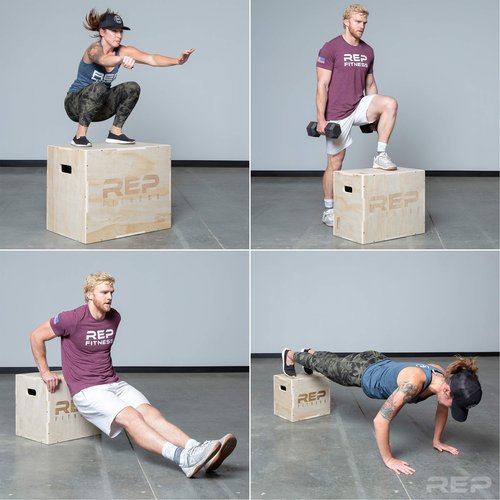 Rep 3 in 1 Wood Plyometric Box for Jump Training and Conditioning 30/24/20