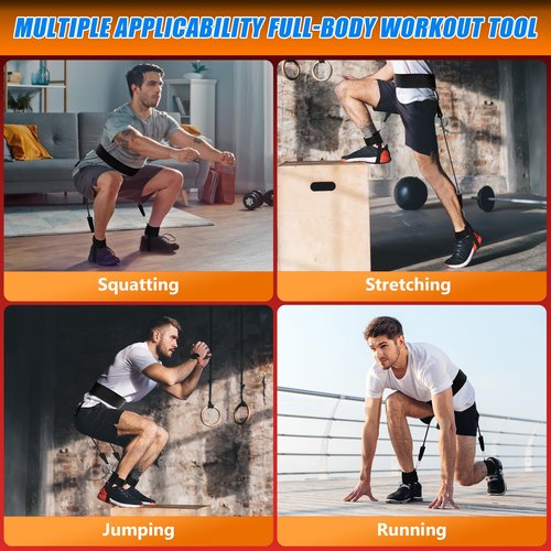 AA deLuxe | Jump Dunk Vertical Leg Bands Trainer for Basketball, Football, Volleyball, and Strength Training. Tester Exercise Plyometric Jumptrainer Equipment. With high Resistance for higher Jumping.