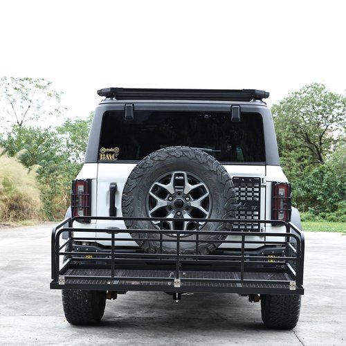 Hitch-Mounted Cargo Carrier - Rear Luggage Carrier, 750 Lbs Folding Hitch Mount Cargo Basket for 2" Receiver, Heavy-Duty Luggage Storage for SUV, RV, Truck, and Trailer