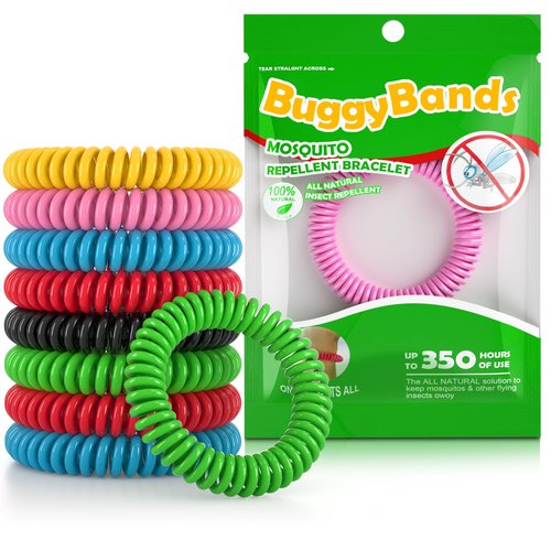 BuggyBands 48 Pack Mosquito Repellent Bracelets, Individually Wrapped, DEET Free, Natural and Waterproof Bands