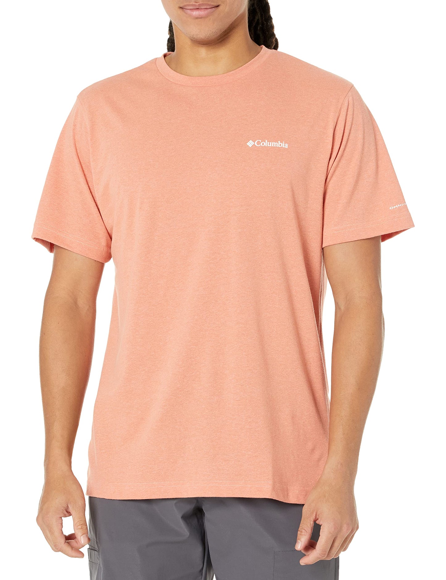 Columbia Men's Thistletown Hills Short Sleeve, Summer Peach Heather, 4X Tall