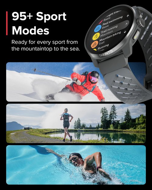 SUUNTO Race S GPS Sports Watch, 1.32" AMOLED Touchscreen w/Crown Button, 13 Days Battery Life, Training & Sleep Health Tracking, Dual-GNSS, 32GB Global Offline Maps, Lightweight for Running, Graphite