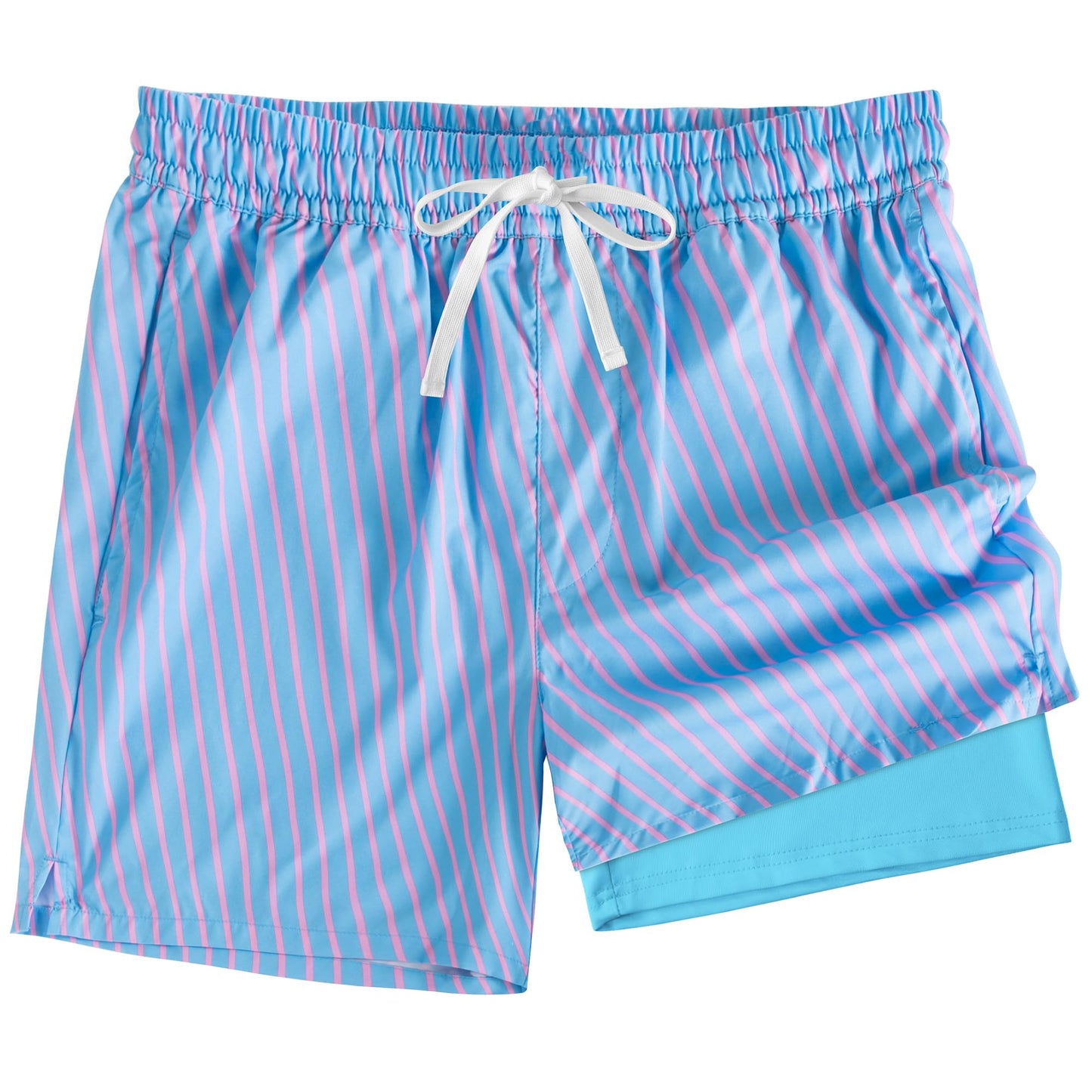 XOMZG Men's Swim Trunks, 2 in 1 Bathing Suits Quick Dry Beach Hawaiian Board Shorts with Pockets