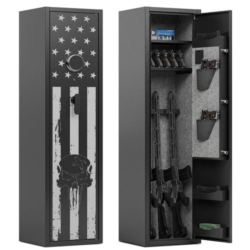 BUTISOW 6 Gun Safe Gun Safes for Rifles and Pistols Large Capacity Rifle Safe Gun Cabinet for Home Rifles and Shotguns Guns Safe for Rifles with Pistol Pouch Removable Shelf and 2 Gun Racks