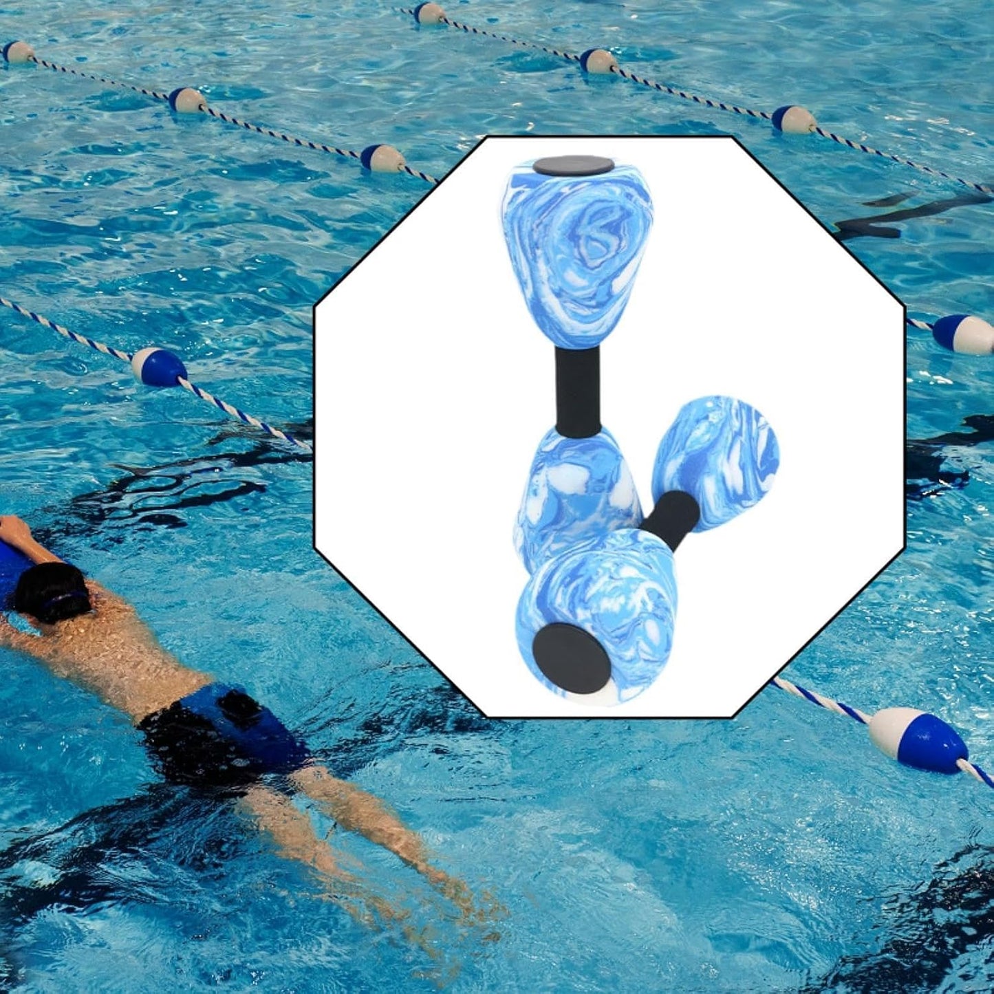 2 Pieces Aquatic Dumbbell Swim Barbell, Portable Swim Training Water Dumbells Fitness Equipment Pool Dumbbell for Gym Pool