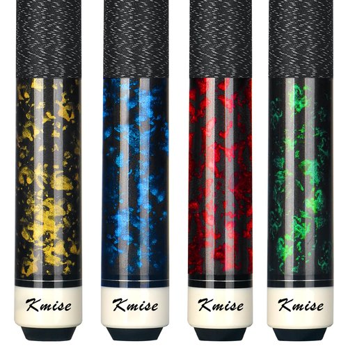 Kmise Pool Cue Stick Set of 4 - Canadian Maple Professional Pool Cues, New Upgraded Irish Linen Wire Grip, 18-21oz, 4 Colors Optional (Blue, Green, Red, Yellow, 18 19 20 21 oz)