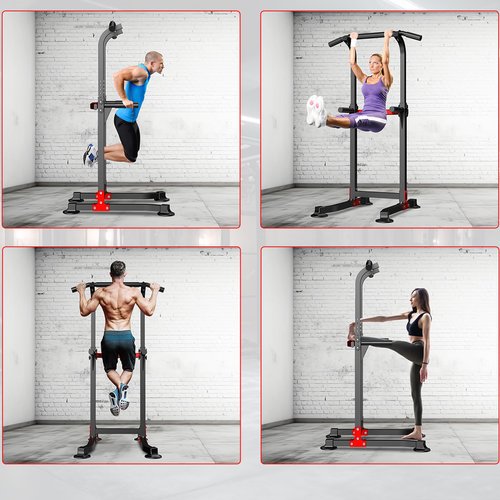 Wesfital Pull Up Bar Dip Bar Power Tower Workout Dip Station Height Adjustable Free Standing Chin Up Bar Home Gym Equipment 330LBS Weight Capacity