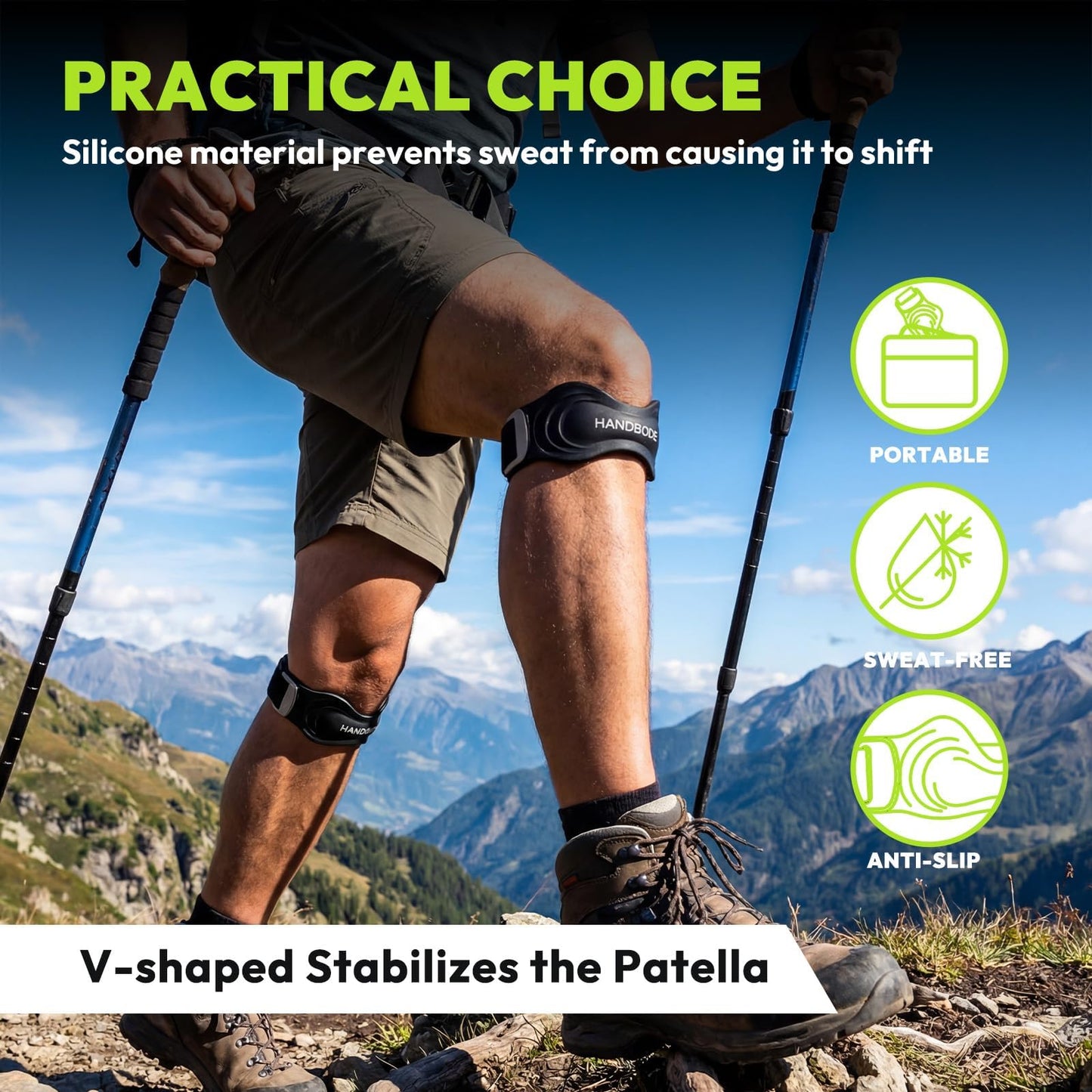 HANDBODE Patellar Tendon Support Strap, Knee Brace for Women Men, 1PC