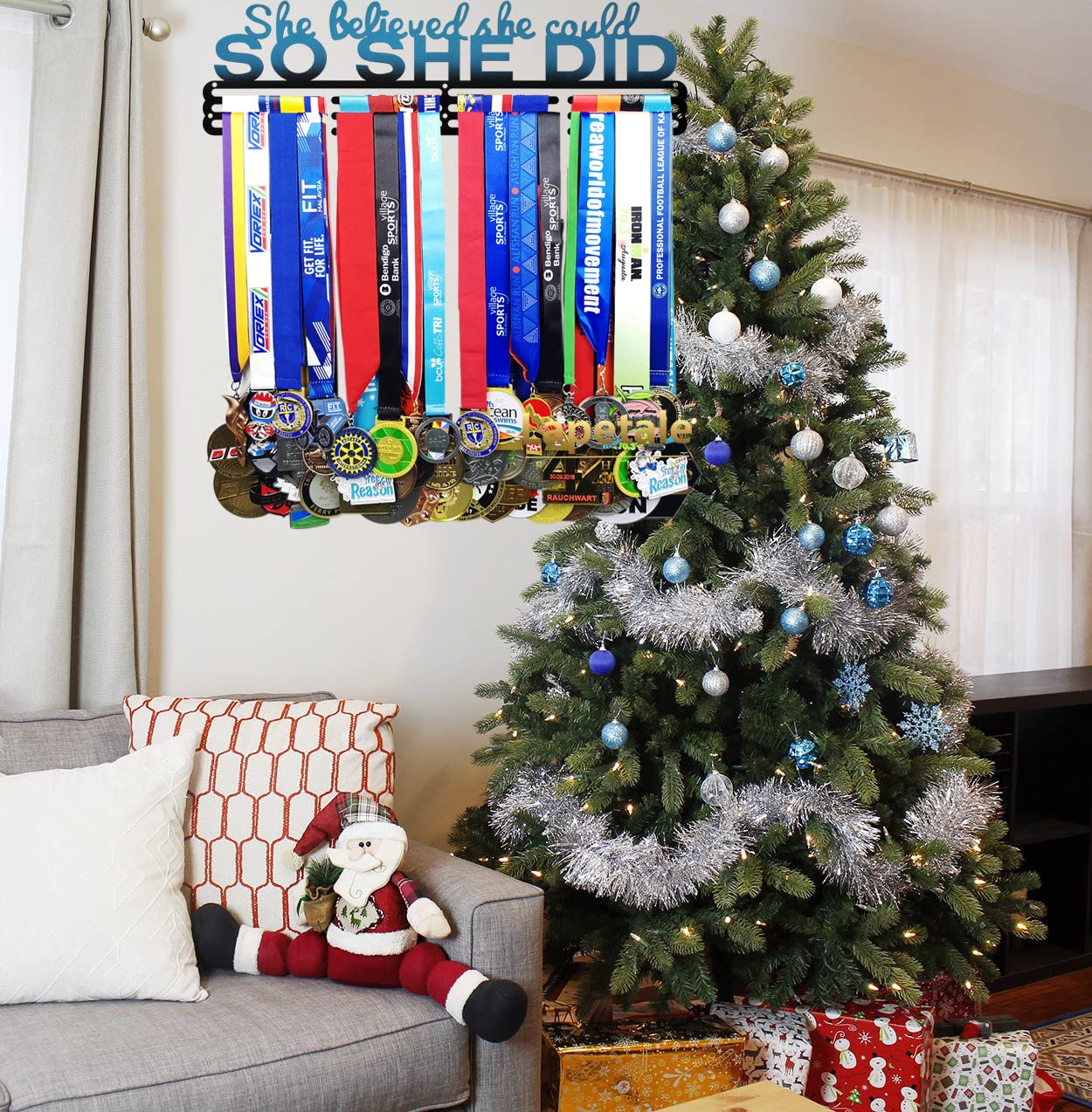 Race Medal Holder Wall Hanger,Marathon Medal Display and Runner Medal Hanger Display,Bib Running Medal Display, Running Medal Hanger Display,Medal Holder for Wall, Sports Medal Hanger Display Gifts