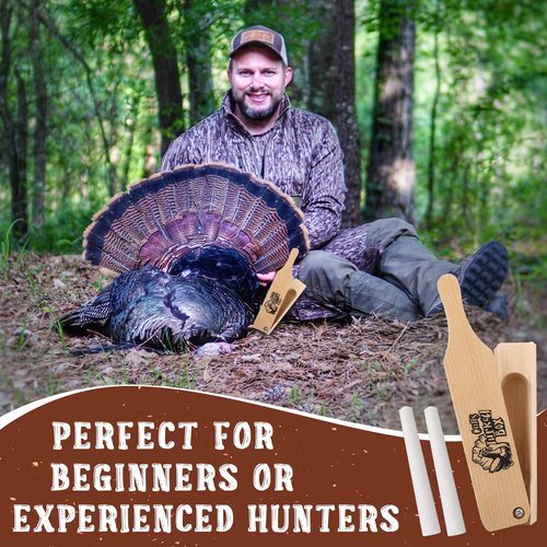 HappyAlley Turkey Box Call with 2 Chalk, Realistic Turkey Calls Box for Hunting, Wooden Gobbler Caller with Realistic Hen Sounds, Spring Hunting Gear Accessories for Beginner and Pro Hunters