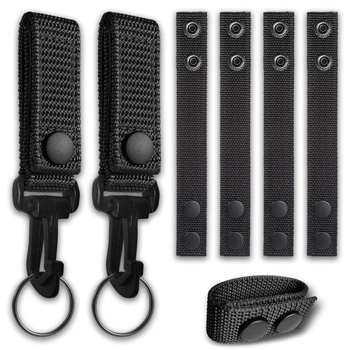 6Pcs Nylon Duty Belt Keepers for Duty Belt, Tactical Belt Loop Clip Molle Key Holder With Double Snaps - Police Security Law Enforcement Accessories