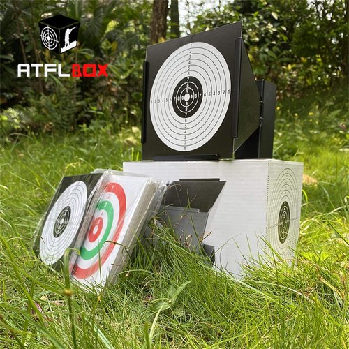 Atflbox BB Gun Trap with 50pcs Paper Target Bullet Catcher Shooting Target for Airsoft, Pellet, Rifle