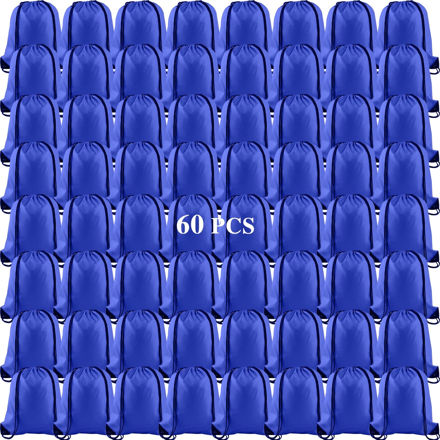 KUUQA 60Pcs Blue Drawstring Backpack Bag Sack Drawstring Bags Bulk String Bags Storage Bags for Sport Gym Traveling